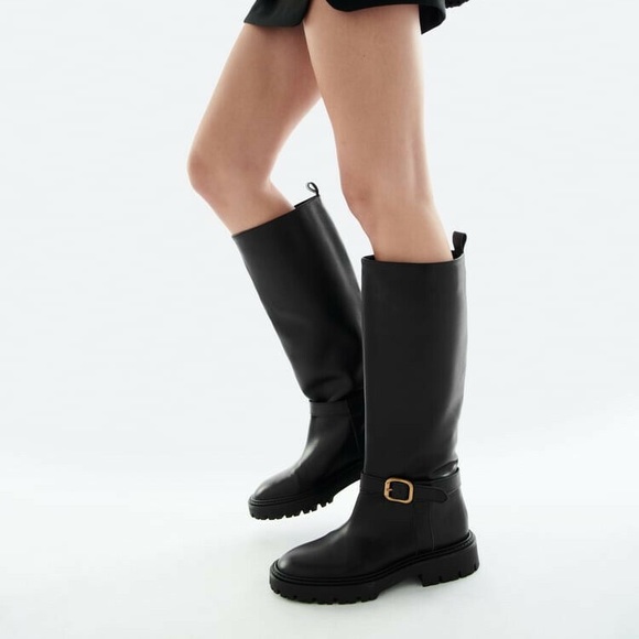 Zara Leather Knee High Boots - Size 7.5 - Picture 3 of 11